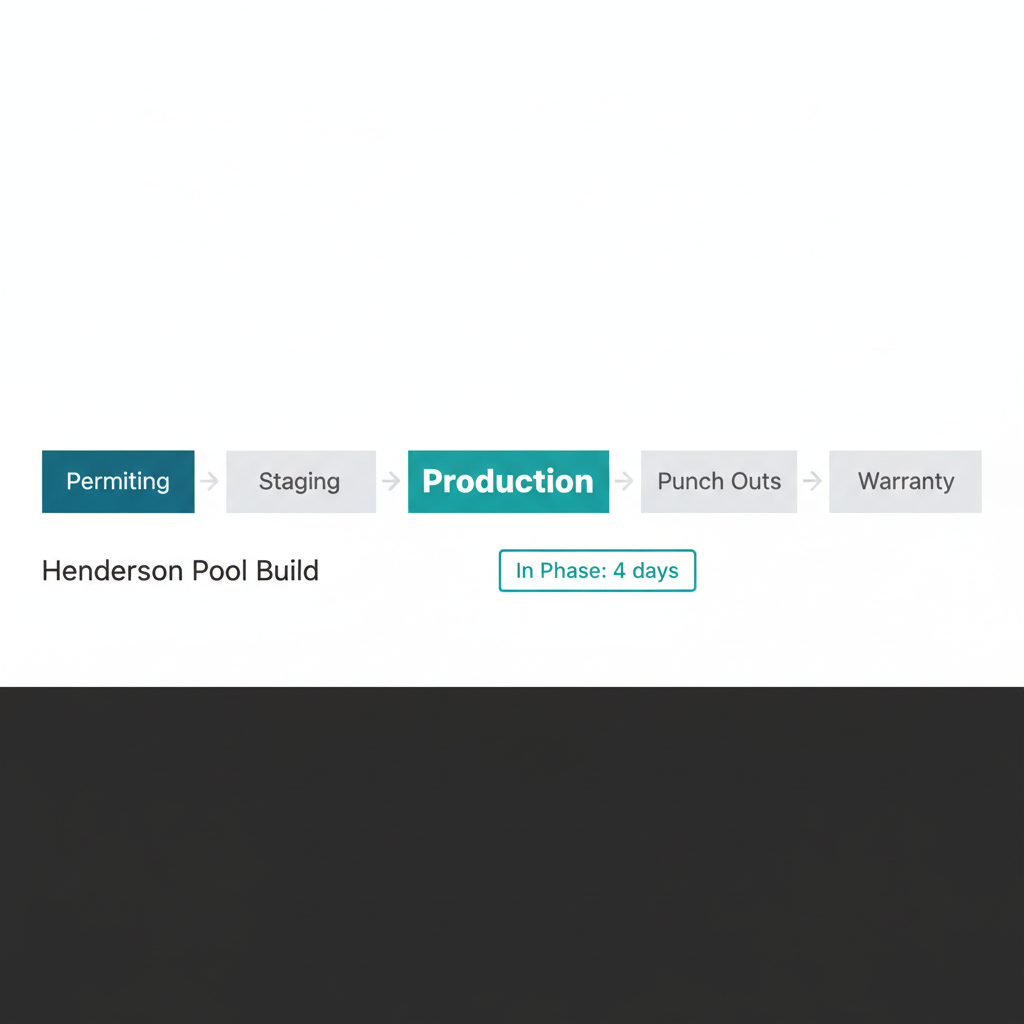 Phase pipeline UI for a single project showing five connected phases with the current phase highlighted in teal.